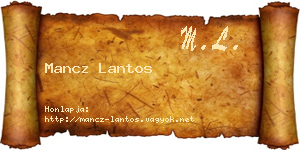 Mancz Lantos névjegykártya